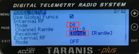 Menu di binding sulla Taranis
