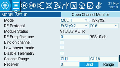 Model Setup su RadioMaster